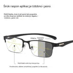 👓Nove poluokvirne naočale za prezbiopiju, prikladne za osobe srednje i starije dobi, s funkcijom povećanja, multifokalne, osjetljive na svjetlost, koje mijenjaju boju i blokiraju plavo svjetlo