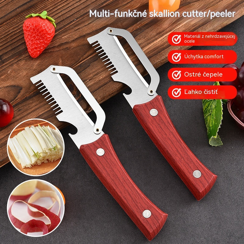 ✅Kúpte 1 kus a získajte 1 zadarmo (2 kusy) 🧅🔪 Multifunkčná kuchynská škrabka 3 v 1: Šúpe, režte a otvárajte fľaše! 🔥