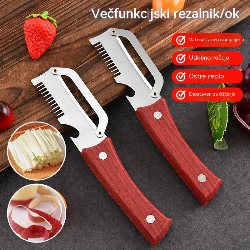 ✅Kupite enega in dobite enega brezplačno (2 artikla) 🧅🔪 Večnamenski kuhinjski lupilec 3 v 1: lupi, reže in odpira steklenice! 🔥
