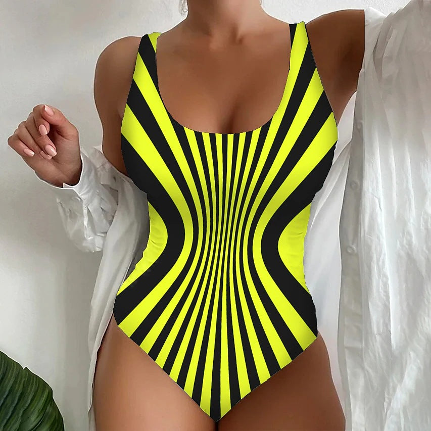 🩱Časovo obmedzený výpredaj [😍S~6XL] Sexy pruhované jednodielne plavky
