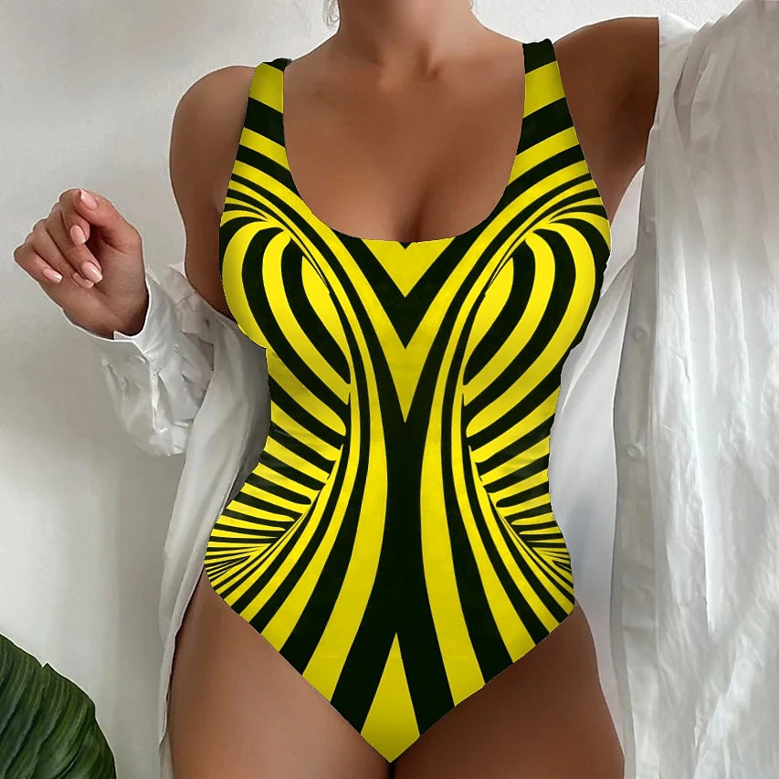 🩱Časovo obmedzený výpredaj [😍S~6XL] Sexy pruhované jednodielne plavky